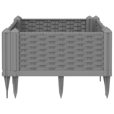 vidaXL Pflanzkasten mit Erdspießen Hellgrau 42,5x42,5x28,5 cm PP