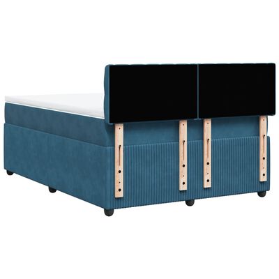 vidaXL Boxspringbett mit Matratze Blau 140x190 cm Samt