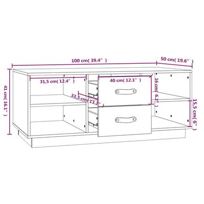 vidaXL Couchtisch Honigbraun 100x50x41 cm Massivholz Kiefer