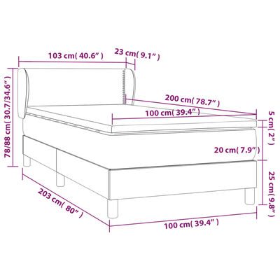 vidaXL Boxspringbett mit Matratze Rosa 100x200 cm Samt