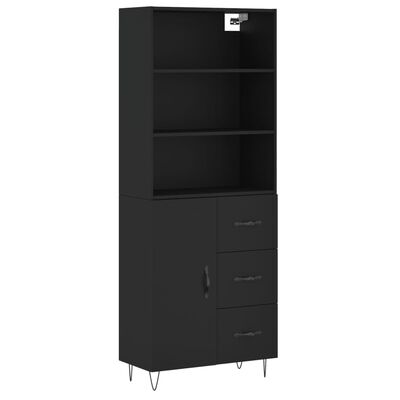 vidaXL Highboard Schwarz 69,5x34x180 cm Holzwerkstoff