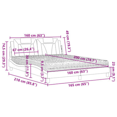 vidaXL Bett mit Matratze Braun 160x200 cm Kunstleder