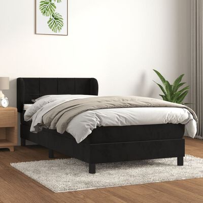 vidaXL Boxspringbett mit Matratze Schwarz 90x200 cm Samt