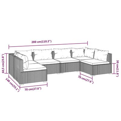 vidaXL 6-tlg. Garten-Lounge-Set mit Kissen Poly Rattan Grau