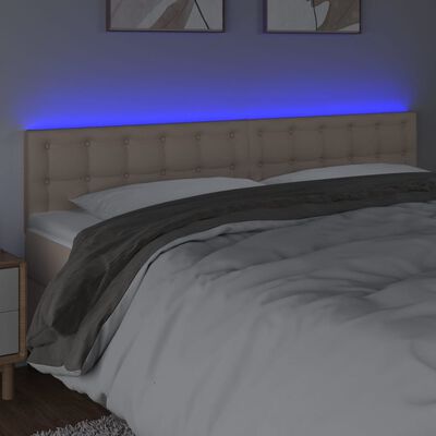 vidaXL LED Kopfteil Cappuccino-Braun 180x5x78/88 cm Kunstleder