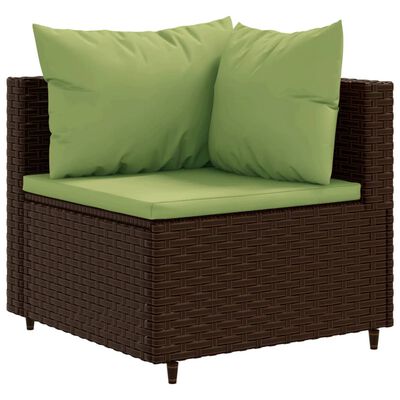 vidaXL 10-tlg. Garten-Sofagarnitur mit Kissen Braun Poly Rattan