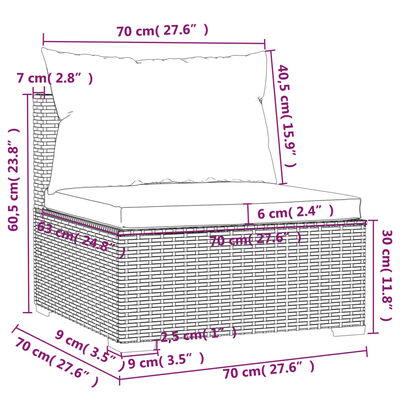 vidaXL 12-tlg. Garten-Lounge-Set mit Kissen Poly Rattan Grau