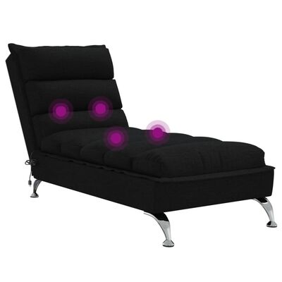 vidaXL Massage-Chaiselongue mit Kissen Schwarz Stoff