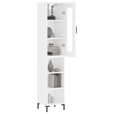 vidaXL Highboard Hochglanz-Weiß 34,5x34x180 cm Holzwerkstoff