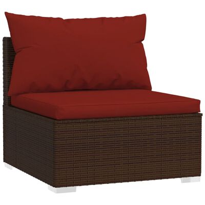 vidaXL 9-tlg. Garten-Lounge-Set mit Kissen Poly Rattan Braun