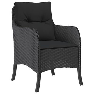 vidaXL 5-tlg. Garten-Essgruppe mit Kissen Schwarz Poly Rattan