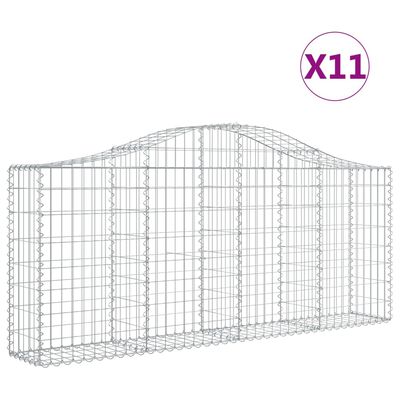 vidaXL Gabionen mit Hochbogen 11 Stk. 200x30x80/100cm Verzinktes Eisen