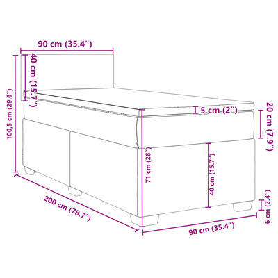 vidaXL Boxspringbett mit Matratze Creme 90x200 cm Stoff