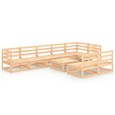 vidaXL 9-tlg. Garten-Lounge-Set Massivholz Kiefer