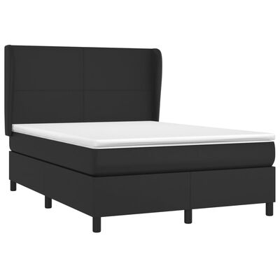 vidaXL Boxspringbett mit Matratze Schwarz 140x200 cm Kunstleder