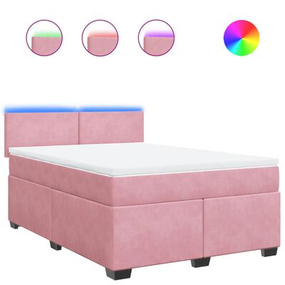 vidaXL Boxspringbett mit Matratze Rosa 140x200 cm Samt