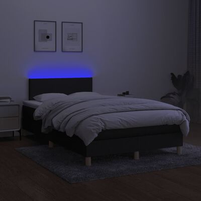 vidaXL Boxspringbett mit Matratze & LED Schwarz 120x190 cm Stoff