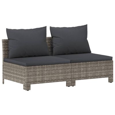 vidaXL 8-tlg. Garten-Lounge-Set mit Kissen Grau Poly Rattan