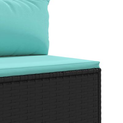 vidaXL 6-tlg. Garten-Sofagarnitur mit Kissen Schwarz Poly Rattan