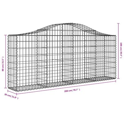 vidaXL Gabionen mit Hochbogen 11 Stk. 200x30x80/100cm Verzinktes Eisen