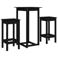 vidaXL 3-tlg. Bar-Set Schwarz Massivholz Kiefer