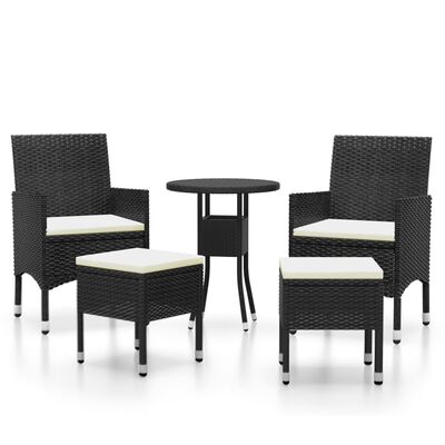 vidaXL 5-tlg. Garten-Lounge-Set Poly Rattan Schwarz