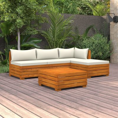 vidaXL 5-tlg. Garten-Lounge-Set mit Kissen Massivholz Akazie