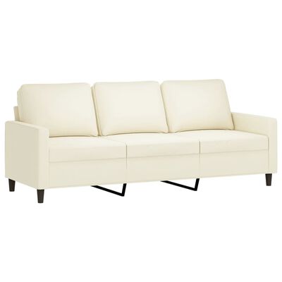 vidaXL 3-Sitzer-Sofa mit Hocker Creme 180 cm Samt