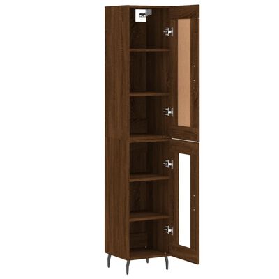 vidaXL Highboard Braun Eichen-Optik 34,5x34x180 cm Holzwerkstoff