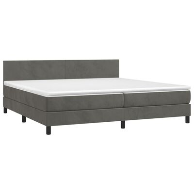 vidaXL Boxspringbett mit Matratze & LED Dunkelgrau 200x200 cm Samt