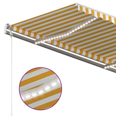 vidaXL Markise Manuell Einziehbar mit LED 4x3,5 m Gelb & Weiß