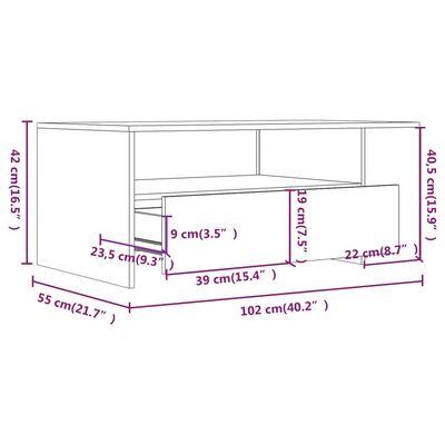 vidaXL Couchtisch Betongrau 102x55x42 cm Holzwerkstoff