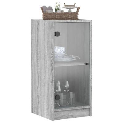 vidaXL Beistellschrank mit Glastüren Grau Sonoma 35x37x75,5 cm