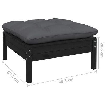 vidaXL 8-tlg. Garten-Lounge-Set mit Kissen Schwarz Kiefer Massivholz