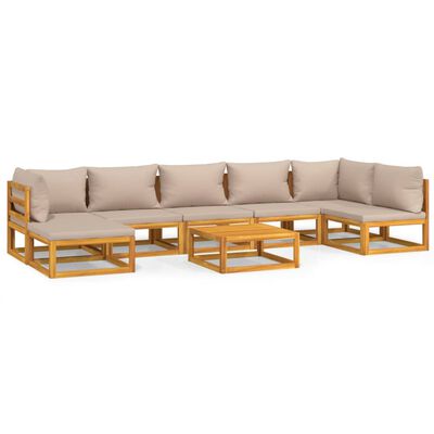 vidaXL 8-tlg. Garten-Lounge-Set mit Taupe Kissen Massivholz