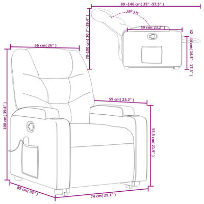 vidaXL Massagesessel mit Aufstehhilfe Cappuccino-Braun Kunstleder