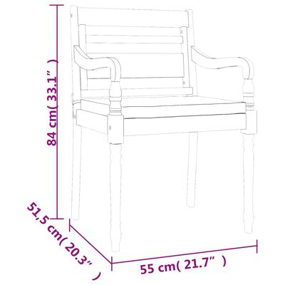 vidaXL 5-tlg. Garten-Essgruppe mit Kissen Massivholz Teak