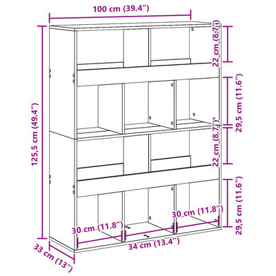 vidaXL Bücherregal Artisan-Eiche 100x33x125,5 cm Holzwerkstoff