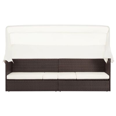 vidaXL Gartensofa mit Sonnendach Poly Rattan Braun