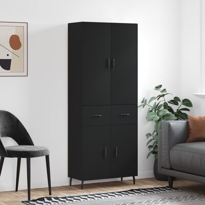 vidaXL Highboard Schwarz 69,5x34x180 cm Holzwerkstoff