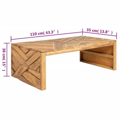 vidaXL Couchtisch Erosion Teak Massivholz 110x35x38 cm