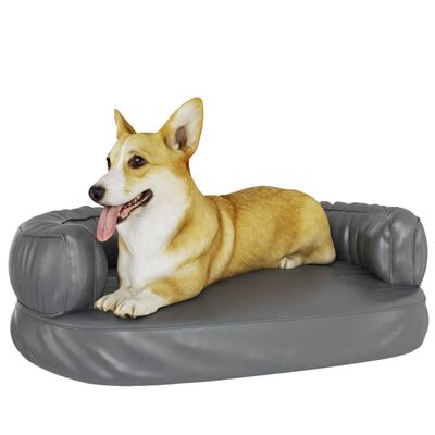 vidaXL Hundebett Ergonomisch Schaumstoff Grau 60x42 cm Kunstleder