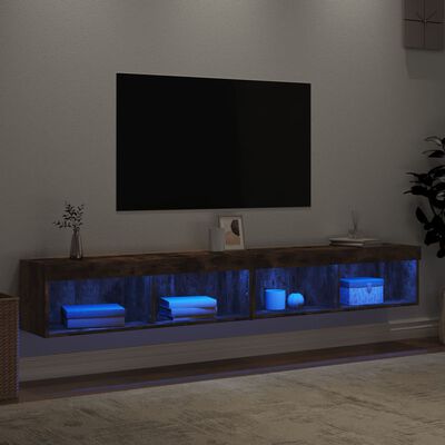 vidaXL TV-Schränke mit LED-Leuchten 2 Stk. Räuchereiche 100x30x30 cm