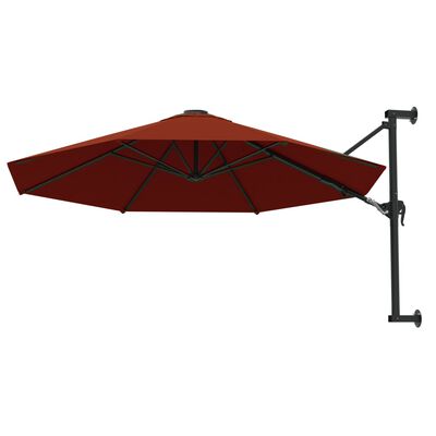 vidaXL Sonnenschirm Wandmontage mit Metallmast 300 cm Terracotta-Rot