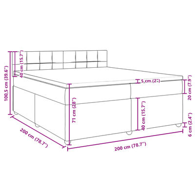 vidaXL Boxspringbett mit Matratze Dunkelgrau 200x200 cm Stoff