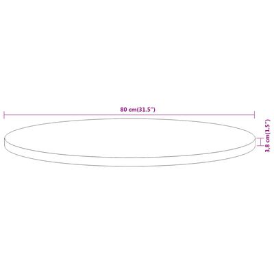 vidaXL Tischplatte Ø80x3,8 cm Rund Massivholz Akazie