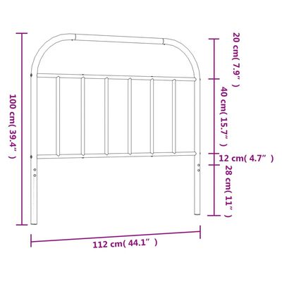 vidaXL Kopfteil Metall Weiß 107 cm