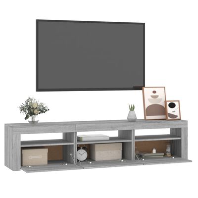 vidaXL TV-Schrank mit LED-Leuchten Grau Sonoma 180x35x40 cm