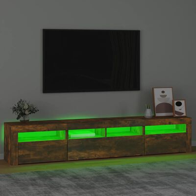 vidaXL TV-Schrank mit LED-Leuchten Räuchereiche 210x35x40 cm