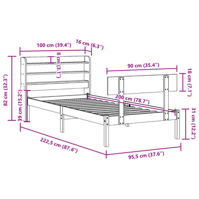 vidaXL Massivholzbett ohne Matratze Weiß 90x200 cm Kiefernholz